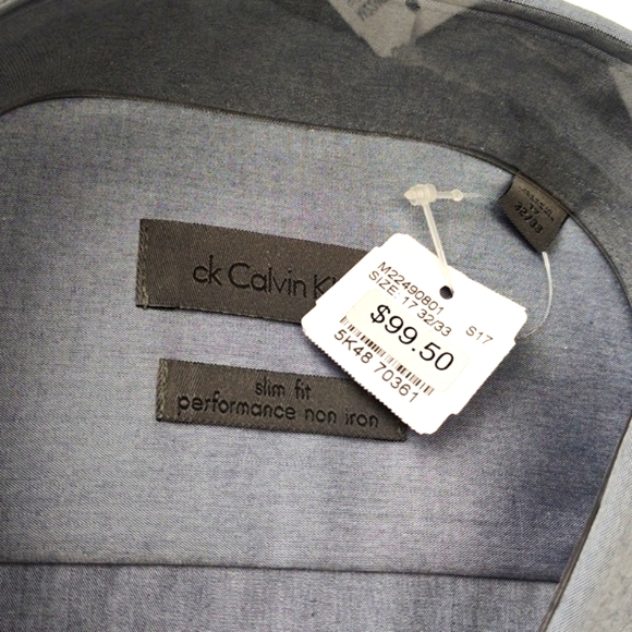 NWT Calvin Klein performance non iron men's dress shirt slim fit  32/33 sleeve - Picture 5 of 5